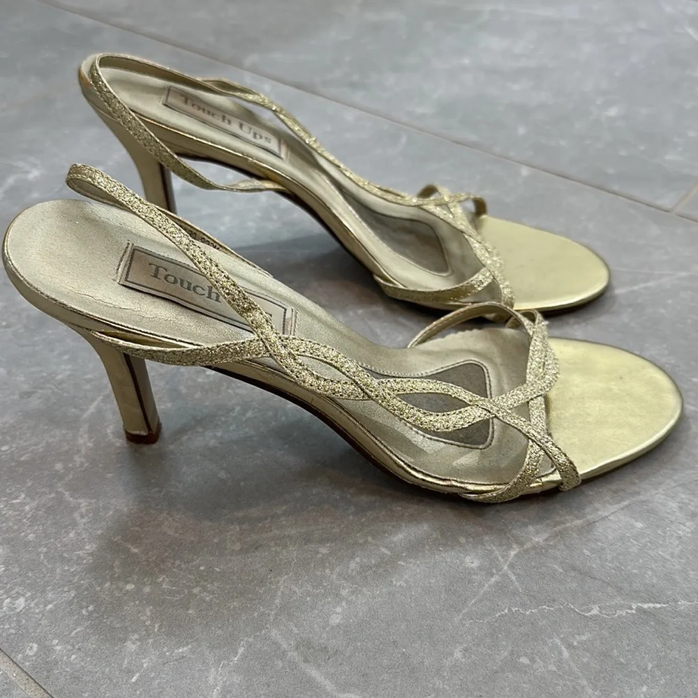 Gold sparkle heeled straps sandals size 8.5 - Picture 5 of 8